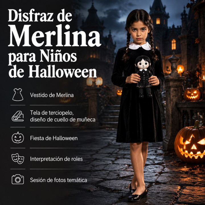cospty - STRANGE GIRL - Disfraz de Chica Misteriosa para Niña (Classic / Estampado / Velvet)
