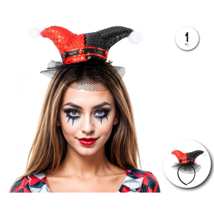 Diadema Harlequin Rojo Neg – Complemento Unisex | Cospty