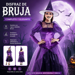 Disfraz de Bruja Celestial para Adolescente con Top Estrella Luna Naranja, Falda de Tul Negro, Cinturón y Sombrero para Hallowee