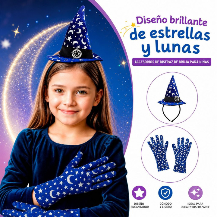SET BRUJA LUNA DIADEMA CON GUANTES