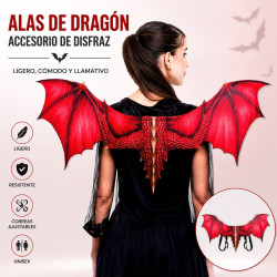 Alas de Dragon Verdes Accesorio de Disfraz Halloween con Correas Elasticas para Brazos - Props de Fiesta Fantasy Cosplay para Ad
