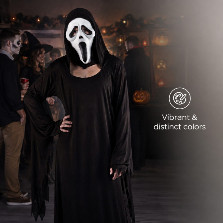 Disfraz Halloween Scream Ghost Adulto - Túnica Negra con Capucha y Más