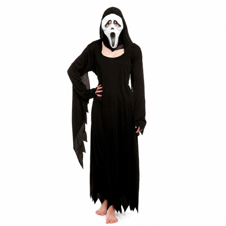 Disfraz Halloween Scream Ghost Adulto - Túnica Negra con Capucha y Más