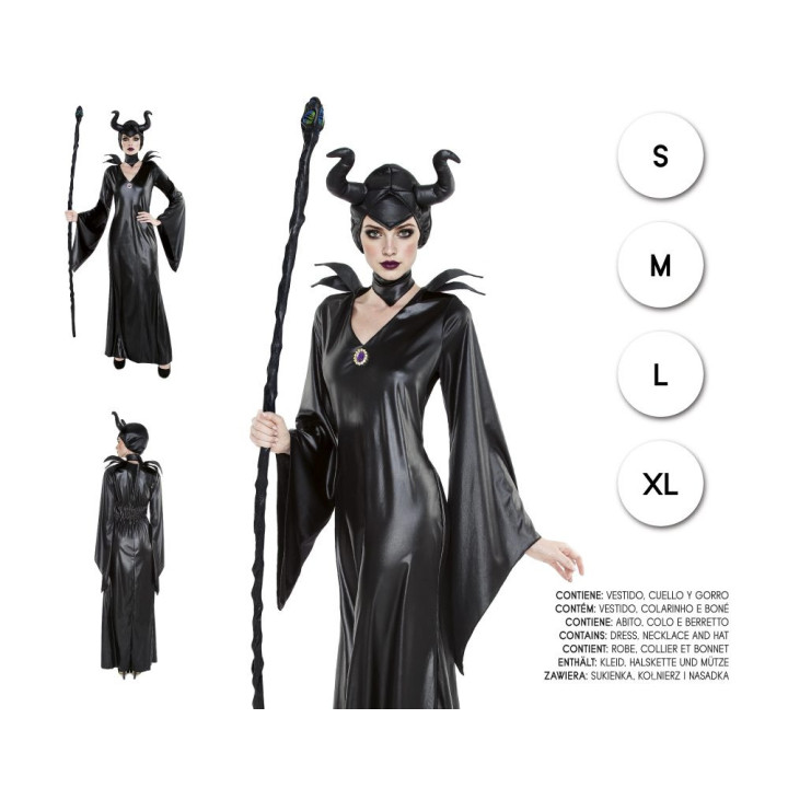 Mädchen Dunkle Gehörnte Zauberin Halloween Kostüm Set - Schwarzes Klei