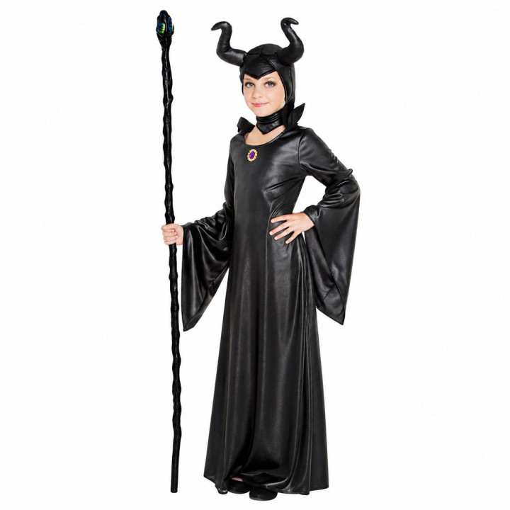 Mädchen Dunkle Gehörnte Zauberin Halloween Kostüm Set - Schwarzes Klei