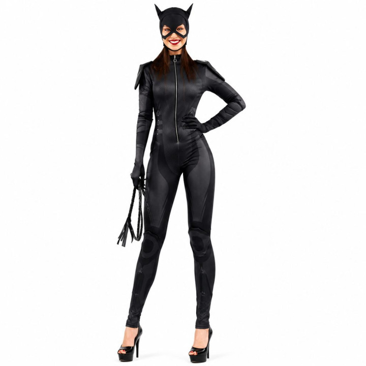 Costume Cambrioleuse Féline pour Femme avec Combinaison Noire, Masque 