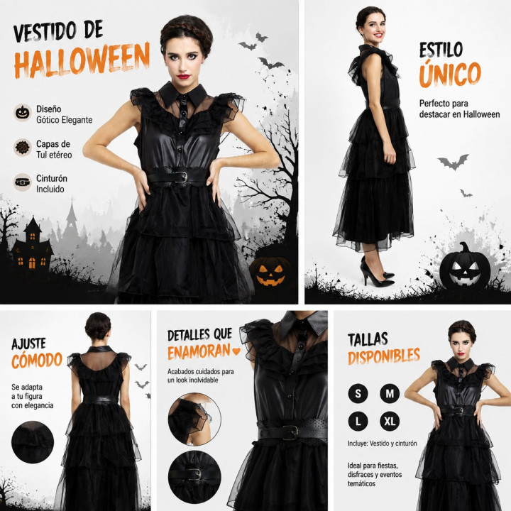 Adult Gothic Tulle Ball Gown with Leather-Look Bodice, Sheer Ruffles a