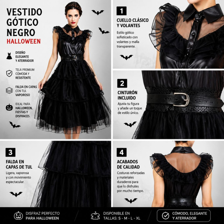 Adult Gothic Tulle Ball Gown with Leather-Look Bodice, Sheer Ruffles a