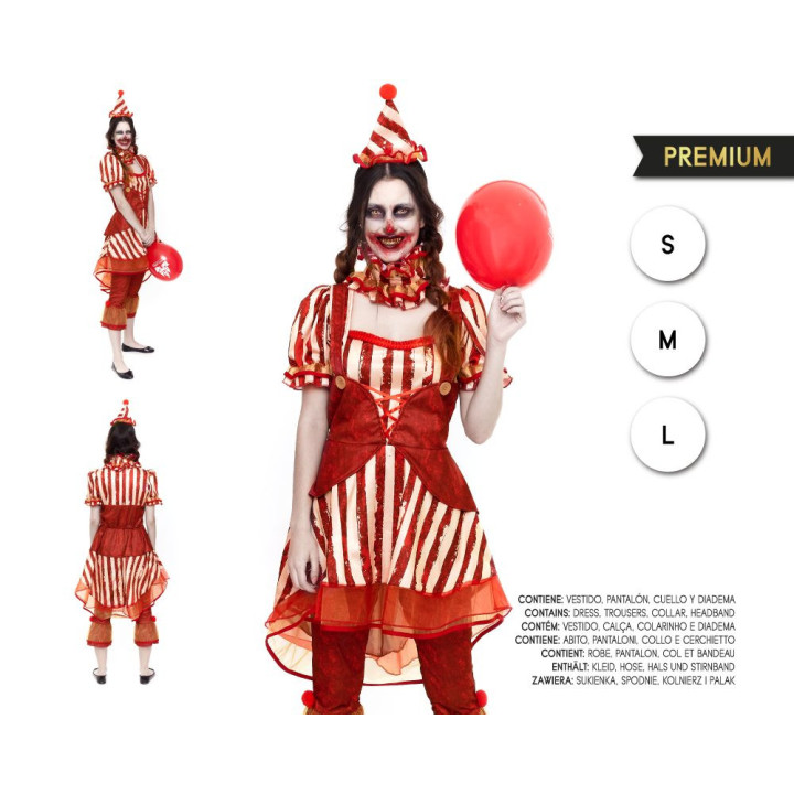 Disfraz de Payaso de Circo Terrorífico para Mujer con Vestido a Rayas,