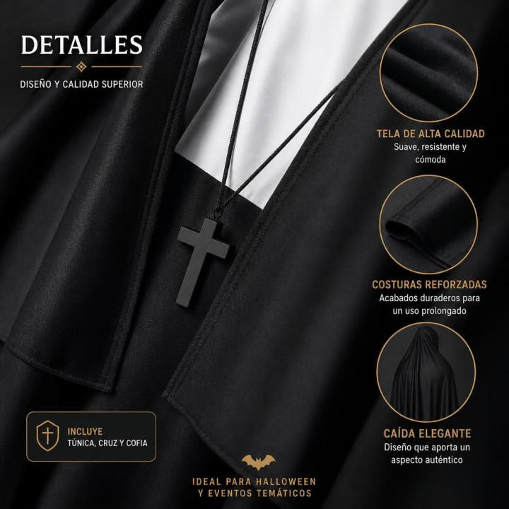 Erwachsenen Gruselige Nonne Halloween Kostüm Set - Schwarz-Weißer Habi