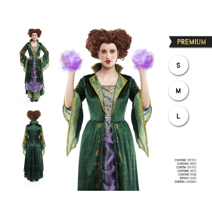 Costume de Sorcière Renaissance Florale pour Femme avec Manches en Den