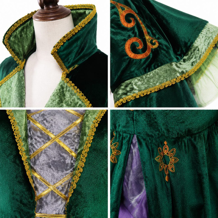 Costume de Sorcière Renaissance Florale pour Femme avec Manches en Den
