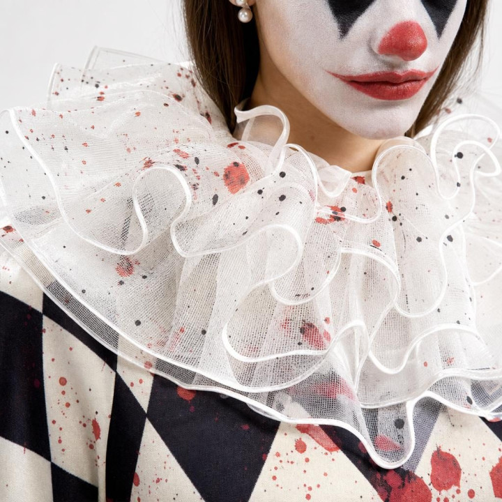 Adult Women Bloody Harlequin Clown Costume with Diamond Dress, White C
