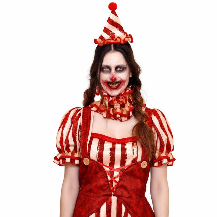 Disfraz de Payaso de Circo Terrorífico para Mujer con Vestido a Rayas,