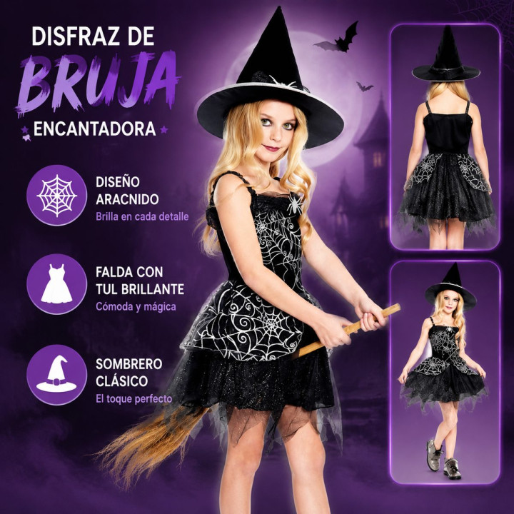 Bruja Spiderweb – Disfraz Para niña | Cospty
