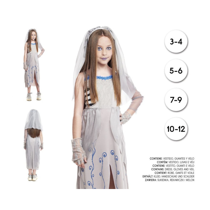 Disfraz Novia Cadáver Niña Halloween - Vestido Novia Fantasma Gris con