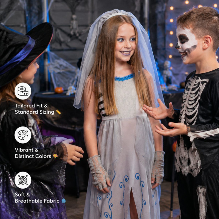 Disfraz Novia Cadáver Niña Halloween - Vestido Novia Fantasma Gris con