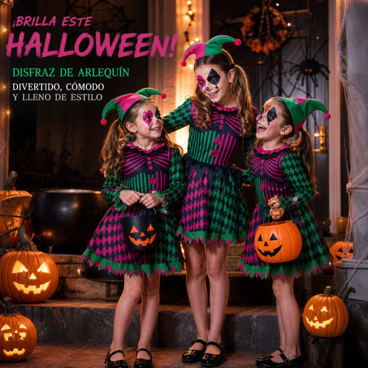 Harlequin – Disfraz Para niña | Cospty