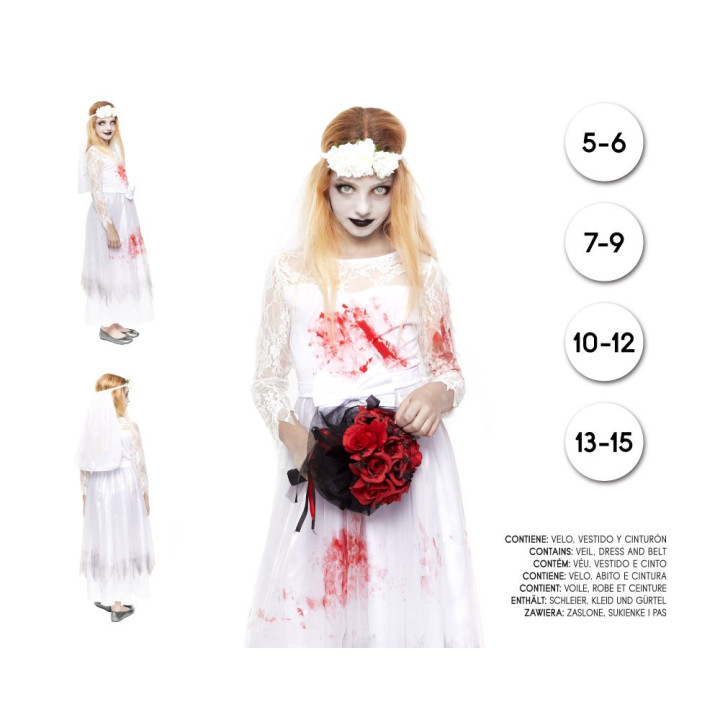 Disfraz Novia Muerta Niña Halloween - Vestido de Novia Encaje Blanco c