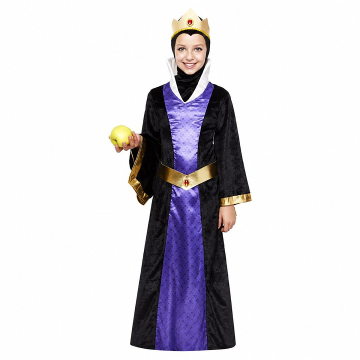 Girls Dark Fairy Tale Queen Costume with Velvet Dress, Crown and Belt 