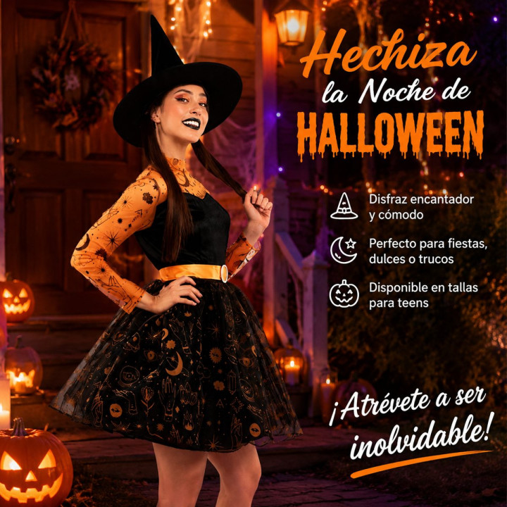 Disfraz de Hechicera de Terciopelo Verde para Mujer con Enagua Morada,