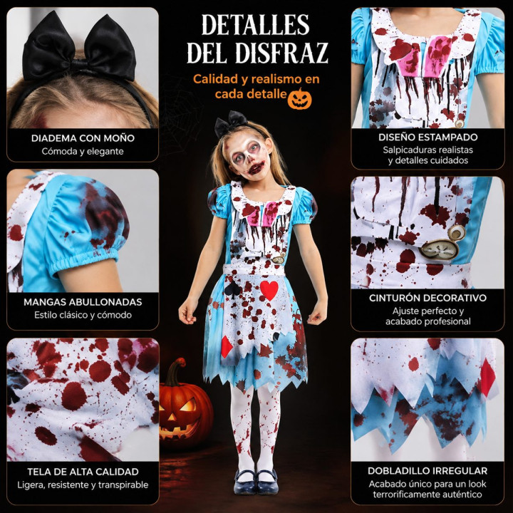 Alicia Zombie – Disfraz Para niña | Cospty