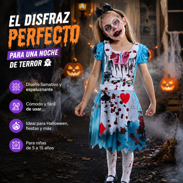 Alicia Zombie – Disfraz Para niña | Cospty