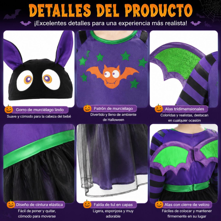 Vestido Murcielago Baby Girl 6-12M – Disfraz Para niña | Cospty