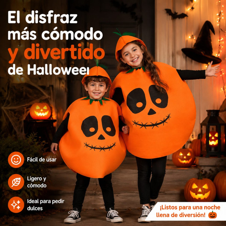 Kürbis Kostüm Kinder Halloween Jack-o'-Lantern Overall mit Hut und Eim