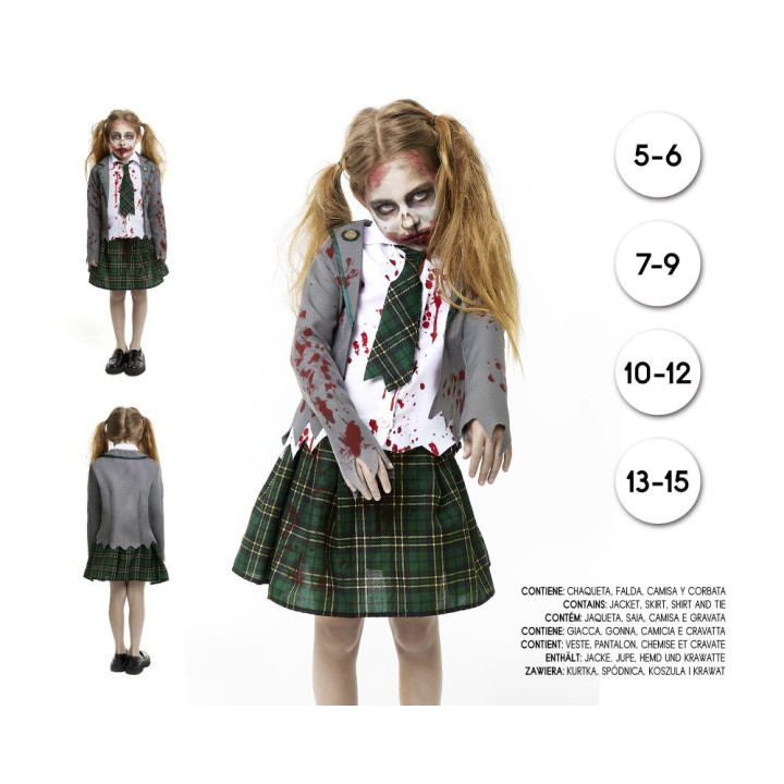 Colegiala Zombie Gris – Disfraz Para niña | Cospty