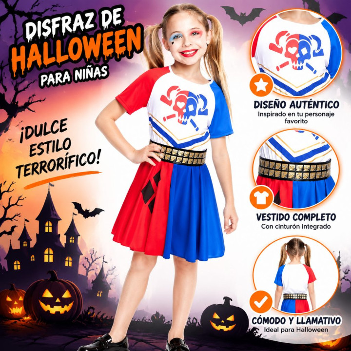 Animadora Sadica Bicolor – Disfraz Para niña | Cospty