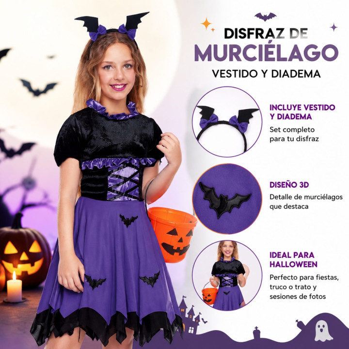 Murcielago Lila – Disfraz Para niña | Cospty