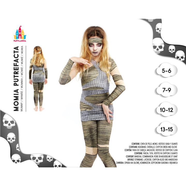 Mädchen Mumie Kostüm Halloween Ägypten Bandagen Outfit mit Stirnband
