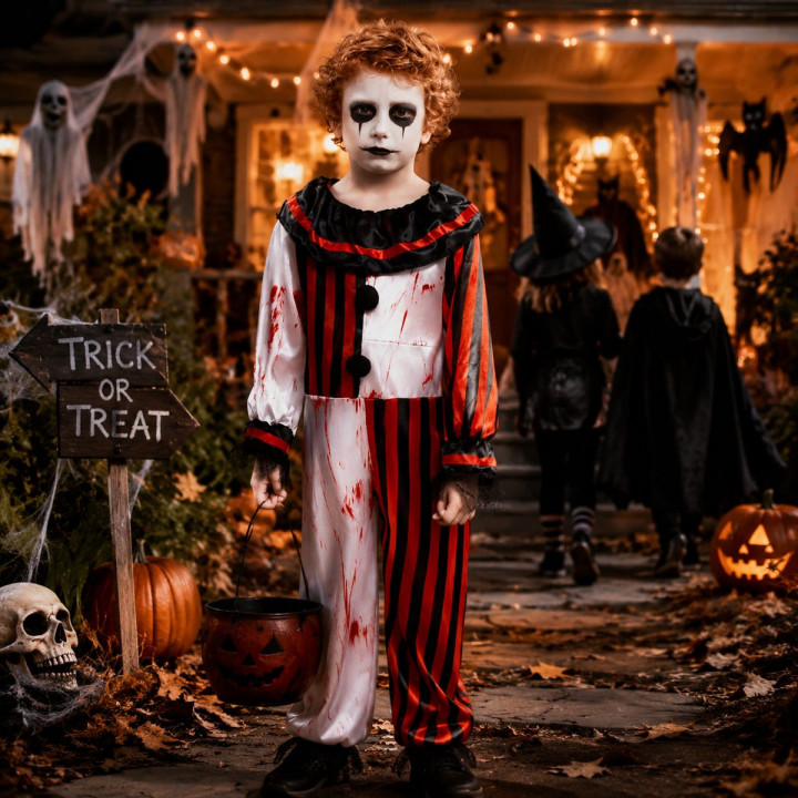 Payaso Rayas Sangre – Disfraz Para niño | Cospty