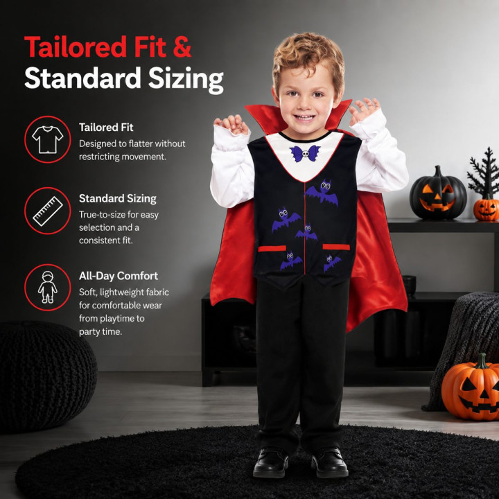 Disfraz Vampiro Niño Pequeño Halloween - Camisa Estampado Murciélago c
