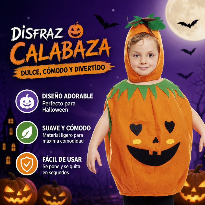 Toddler Pumpkin Halloween Costume - Cute Orange Pumpkin Jumpsuit with 