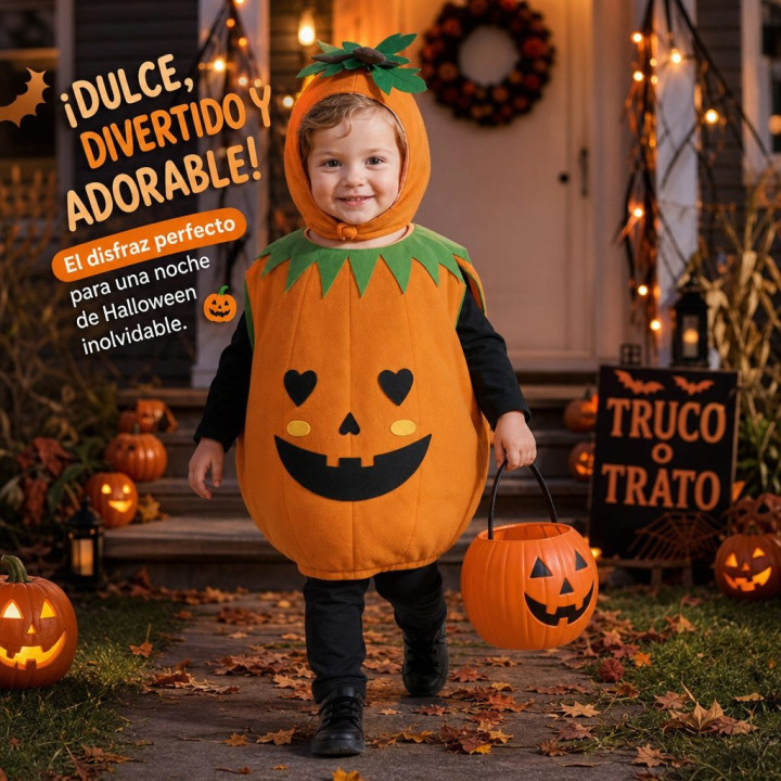 Toddler Pumpkin Halloween Costume - Cute Orange Pumpkin Jumpsuit with 