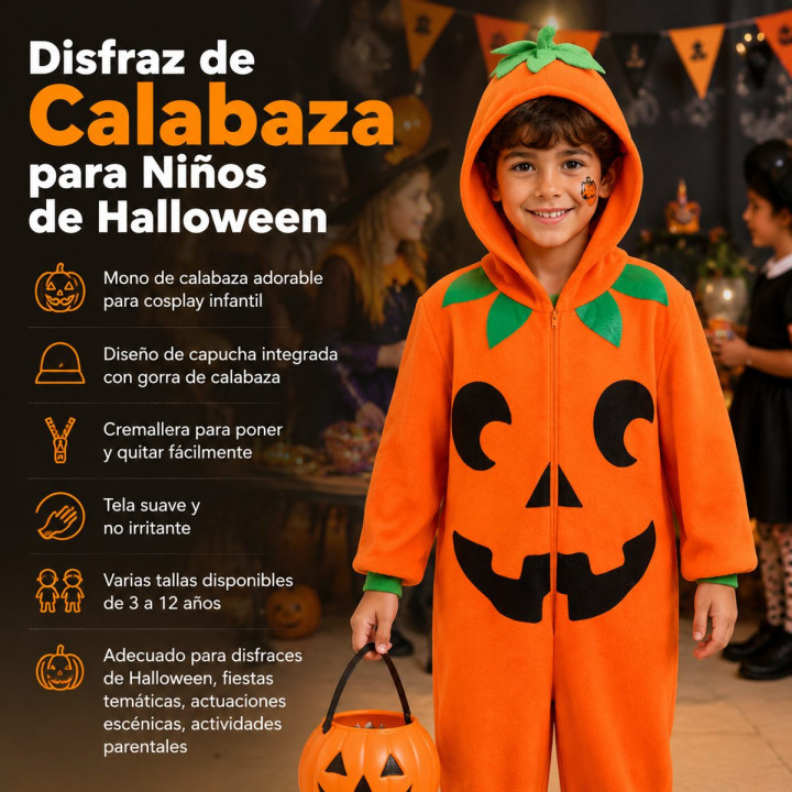 Calabaza Mono – Disfraz Para niño | Cospty