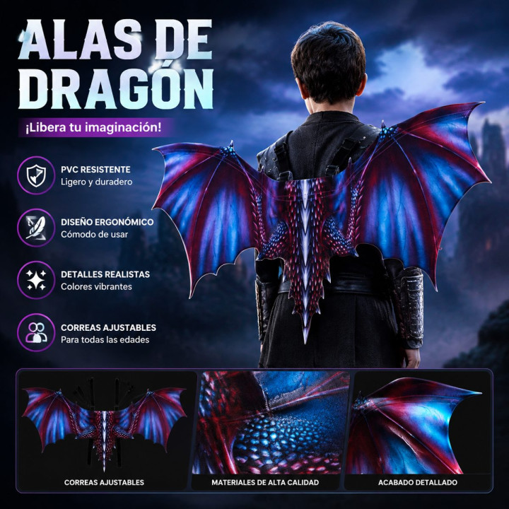 Demon Devil Wings Costume Set with Horns and Tail - Red Halloween Cosp