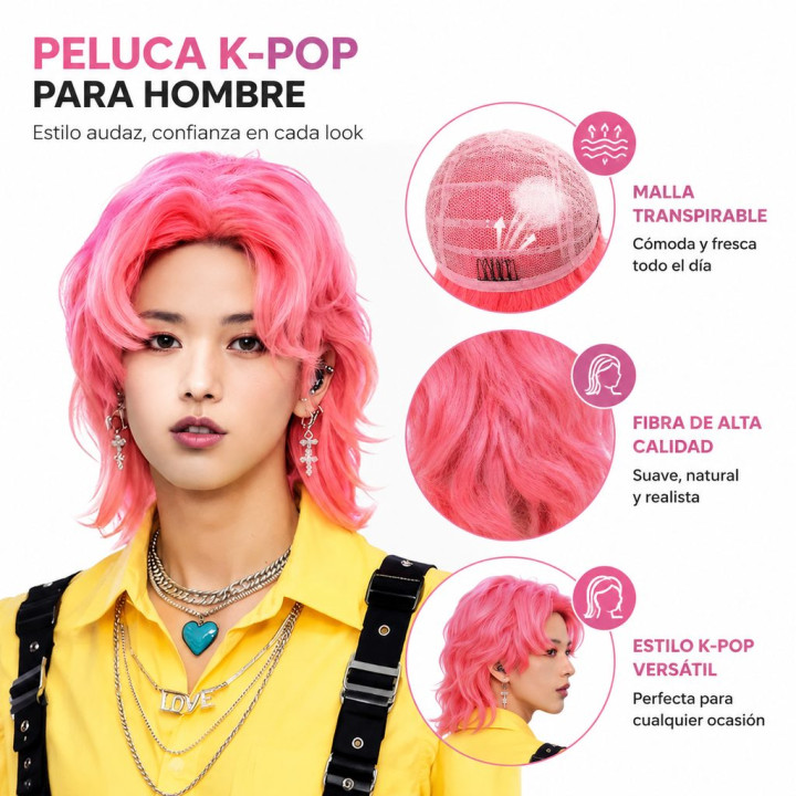 Peluca K-Pop Boy – Complemento Unisex | Cospty