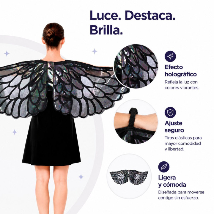 Alas Negra Metalic – Complemento Unisex | Cospty