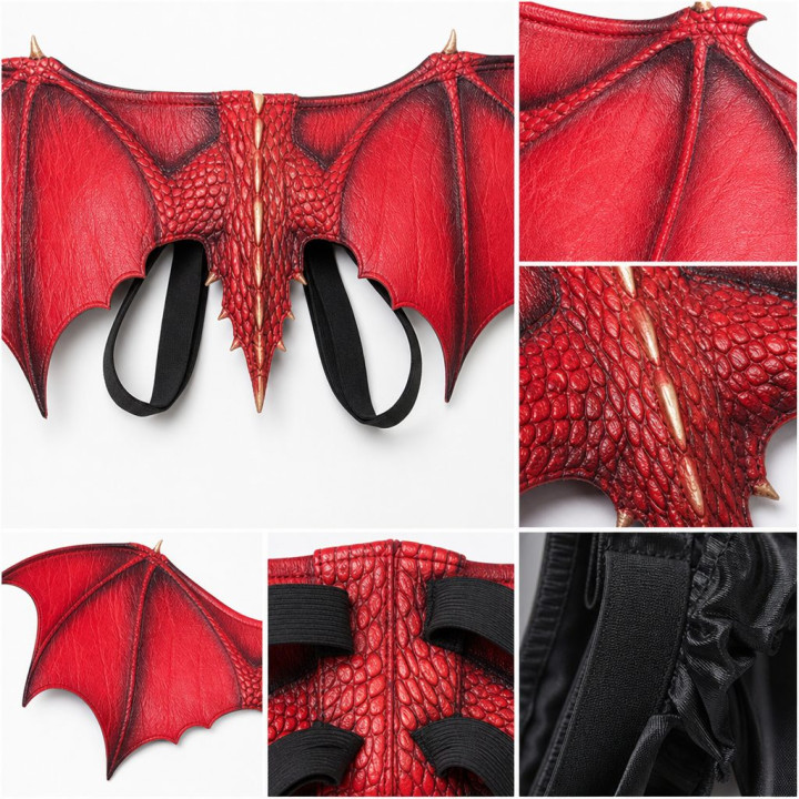 Alas de Dragon Verdes Accesorio de Disfraz Halloween con Correas Elast