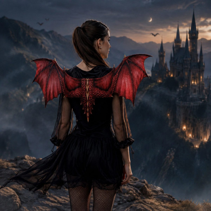 Alas de Dragon Verdes Accesorio de Disfraz Halloween con Correas Elast