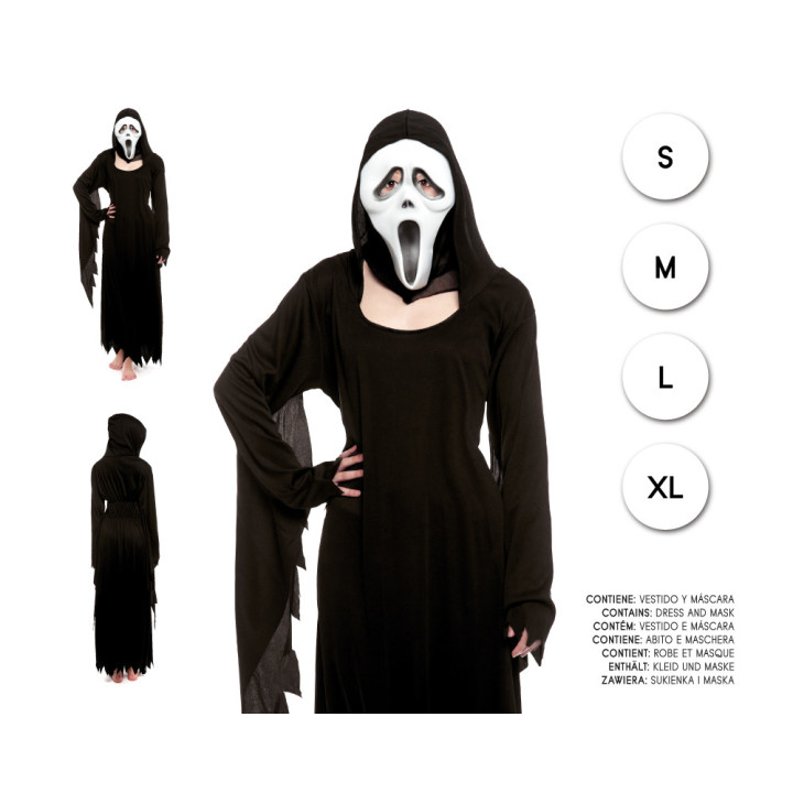 cospty - ASESINA SCREAM - Disfraz de Asesina para Mujer (S/M/L/XL)