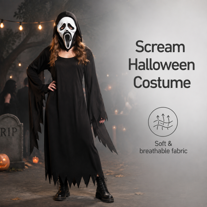 cospty - ASESINA SCREAM - Disfraz de Asesina para Mujer (S/M/L/XL)