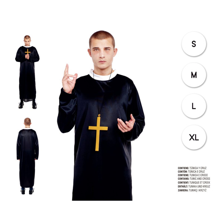 Erwachsenen Priester Halloween Kostüm Set - Schwarze Lange Robe mit We