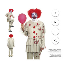 Disfraz Payaso Aterrador Adulto Halloween - Top y Pantalón Payaso Beig