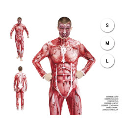 Herren Anatomie Muskel Overall mit Blutspritzern für Halloween Horror 