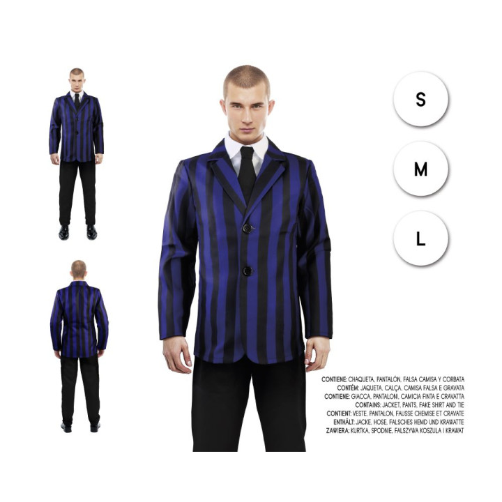Adult Gothic Striped Gentleman Costume with Purple Black Blazer, Pants