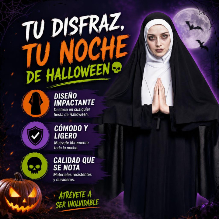 cospty - MONJA MALDITA - Disfraz de Monja de Terror
